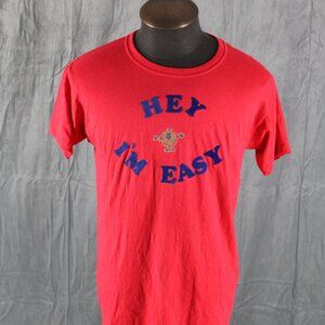 Vintage Graphic T-shirt - Hey I'm Easy Donut Graphc Iron On- Men's Large